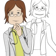 Illustrated Character Design: Dr Femme, for MDTi Ltd 
